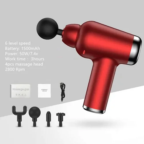 Rechargeable Deep Tissue Massage Gun with 4 Massage Heads &amp; 6 Speed Levels