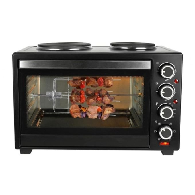 Globalstar 38 Litres Electric Oven Cooker With 2 Hot Plates- Black