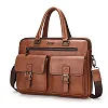 Jeep Buluo 14-Inch Leather Laptop Briefcase -Brown