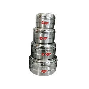 4-Piece Stainless Steel Food Container Set – Reusable Lunch Box Tiffin