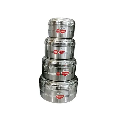 Stainless Steel 4-Piece Lunch Box Tiffin – Silver Food Container Carrier