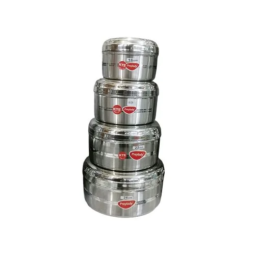 Stainless Steel 4-Piece Lunch Box Tiffin – Silver Food Container Carrier