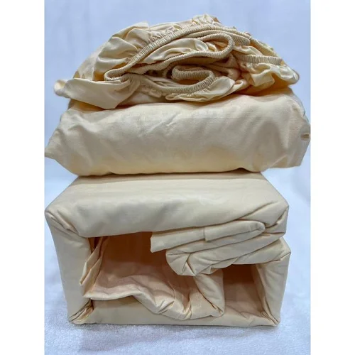 6x6 4-Piece Fitted Bedsheet Set – 1 Fitted Sheet, 1 Flat Sheet &amp; 2 Pillow Cases - Cream