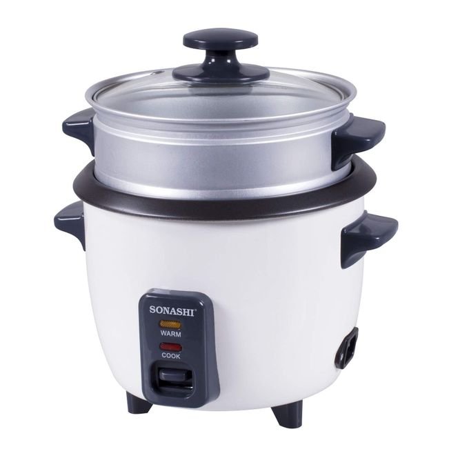 Sonashi 1.8L Electric Rice Cooker With Steamer - White, Silver