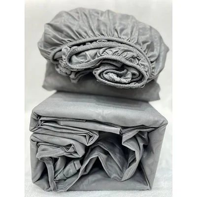 6x6 4Pcs Fitted Bedsheet Set – 1 Fitted Sheet, 1 Flat Sheet &amp; 2 Pillow Cases -Navy Blue