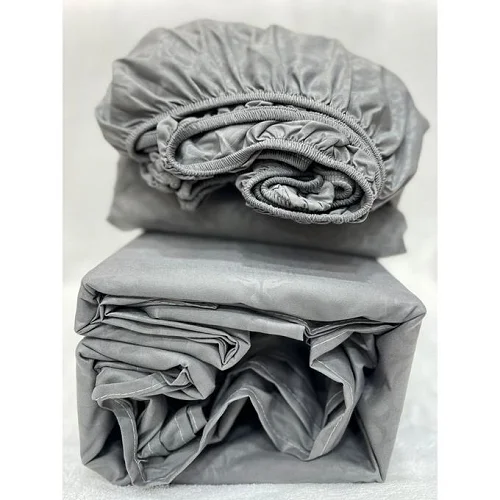 6x6 4Pcs Fitted Bedsheet Set – 1 Fitted Sheet, 1 Flat Sheet &amp; 2 Pillow Cases -Navy Blue