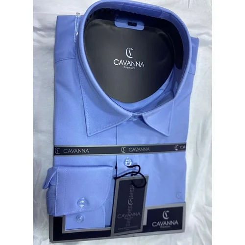 CAVANNA Long-Sleeve Men’s Office Shirt -Blue