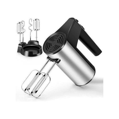 Hoffmans Hand Mixer Stainless Steel With Beaters & Dough Hook - Black /Silver
