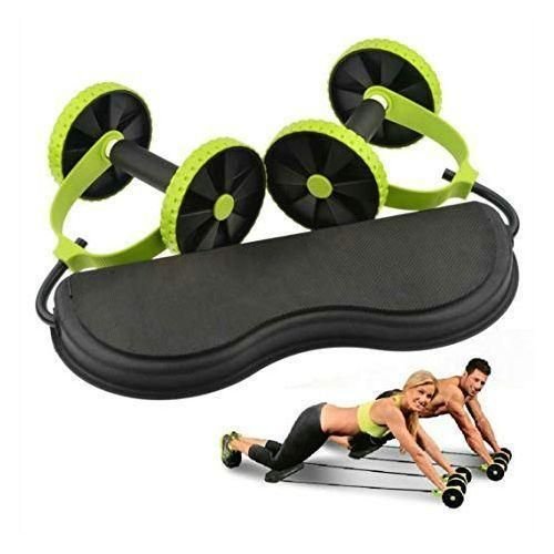 Revoflex Portable Ab Roller with Dual Wheels & Knee Pad - Multicolor