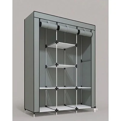 Portable Fabric Foldable Clothes Closet Wardrobe - Grey