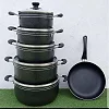 11Pcs Non-Stick Cooking Pot With Pan – Black