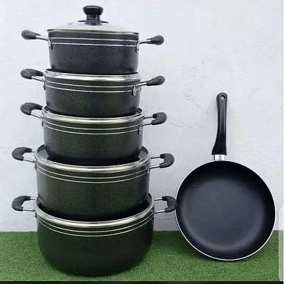 11Pcs Non-Stick Cooking Pot With Pan – Black