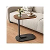 C Shaped Side Table – Modern Wooden Sofa End Table for Small Spaces