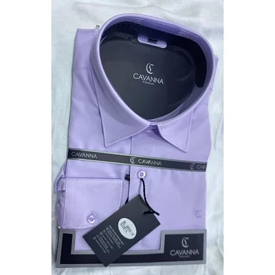 CAVANNA Long-Sleeve Men’s Office Shirt - Light Purple