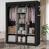 3 Column Portable Fabric Foldable Clothes Closet Wardrobe - Black