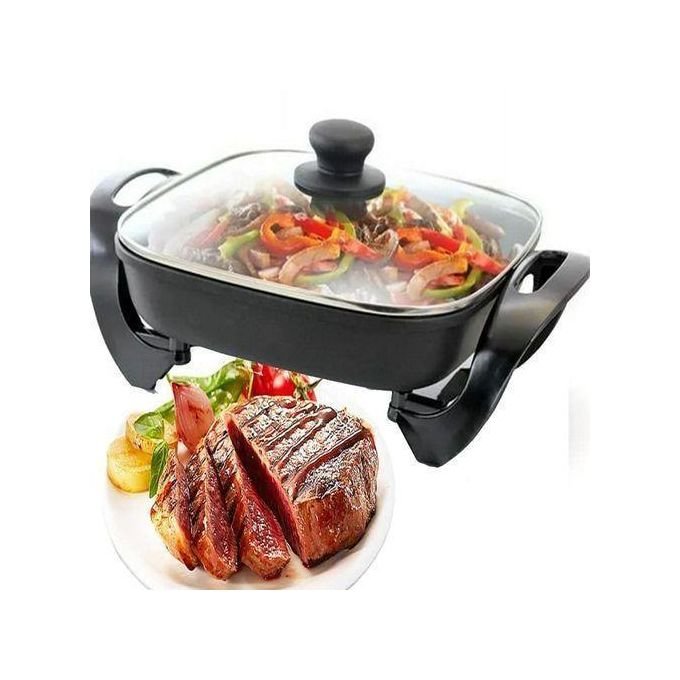 Nonstick Electric Skillet Electric Frying & Baking Pan With Steam Vent -Black& Heat-Resistant Handle