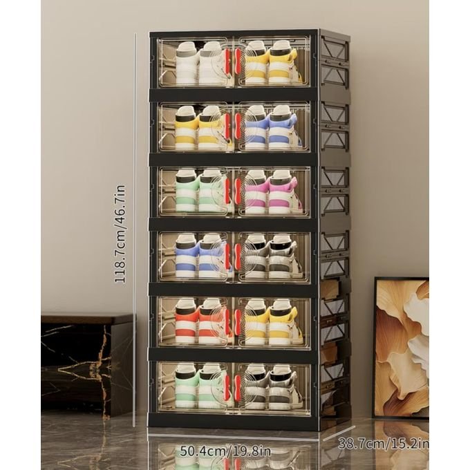 6 Layer Foldable Shoe Rack - Multicolor