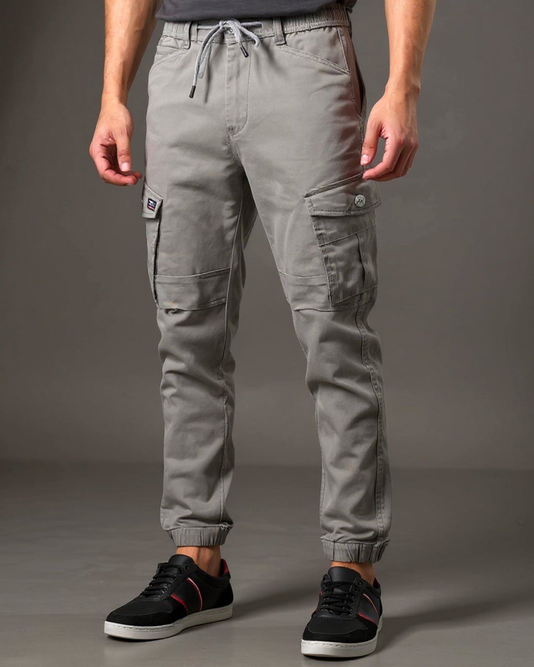 Men's Khaki Track Pants Cargo Trouser -  Grey