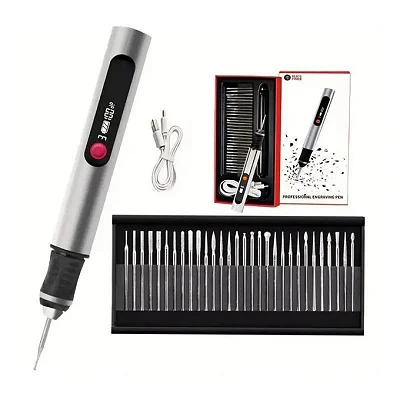 30-in-1 Portable Rechargeable Engraving Pen With 30 Bits