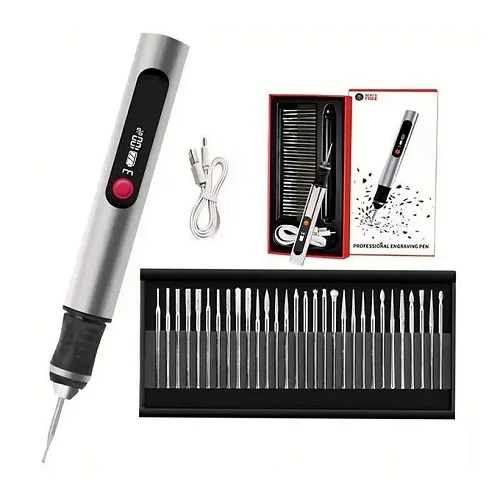 30-in-1 Portable Rechargeable Engraving Pen With 30 Bits