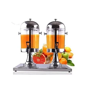 8L Non-Electric Stainless Steel Double Table Juice Dispenser - Silver