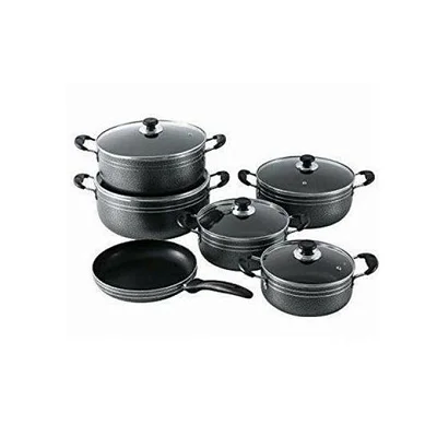 TORNADO 11 Piece Non-Stick Saucepan and Cookware Set – Black