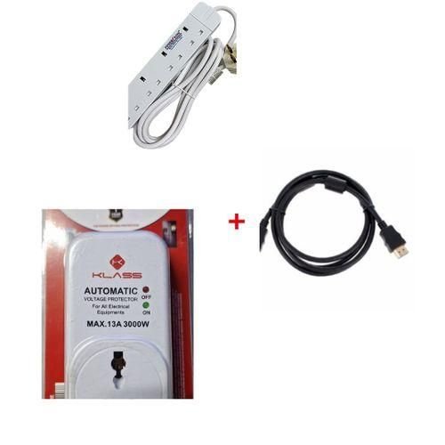 Bundle Of TV & Fridge Guard And Power King 4way Extension Cable - White