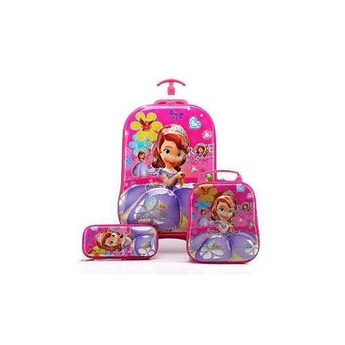 4-Piece Kids Character Trolley School Bag Set