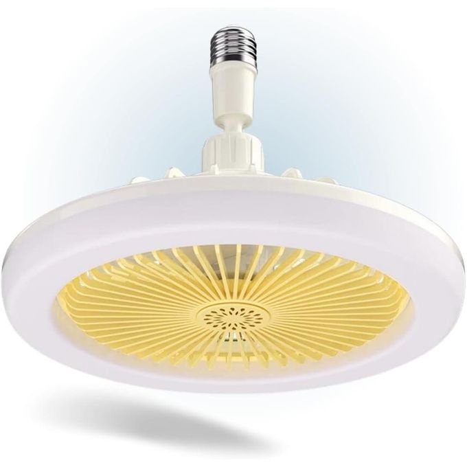 Bulb Fan With  light With Remote Control, Lamp With Fan - White
