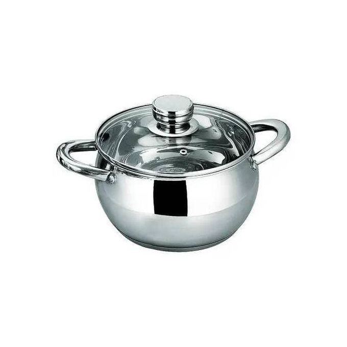 6 Pieces Set Of Heavy Duty Stainless Steel Cookware Serving Dishes With Thickened Bottom And Glass Lids-Silver