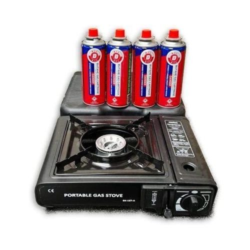 Portable gas stove with 4 gas canisters