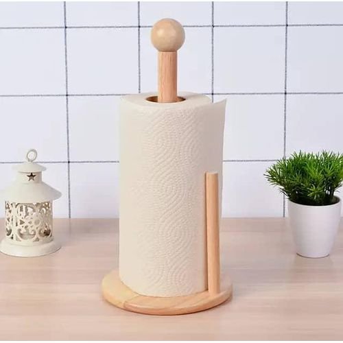 1pc Bamboo Wood Kitchen Tissue Holder - Brown