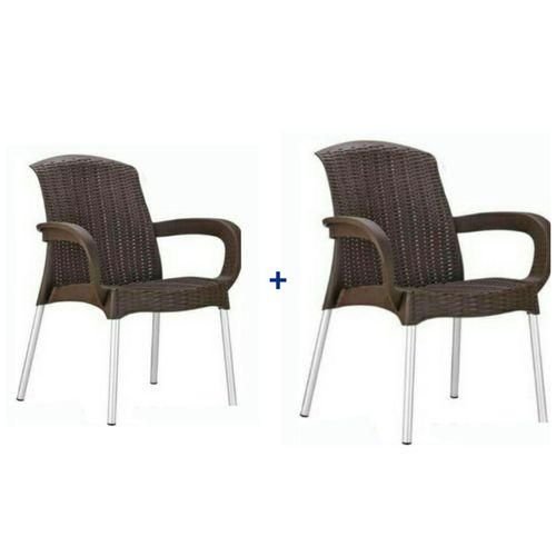 Pair of Portable Outdoor Plastic Arm Chairs (2pcs)