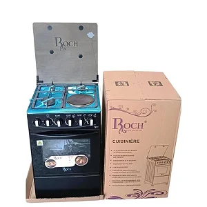 Roch 50x50cm Cooker – 3 Gas Burners + 1 Electric Hotplate, Electric Oven, Auto Ignition & Glass Lid