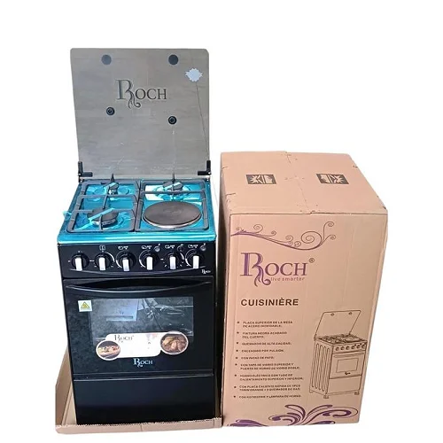 Roch 50x50cm Cooker – 3 Gas Burners + 1 Electric Hotplate, Electric Oven, Auto Ignition &amp; Glass Lid