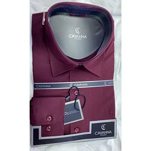 CAVANNA Long-Sleeve Men’s Office Shirt -Maroon