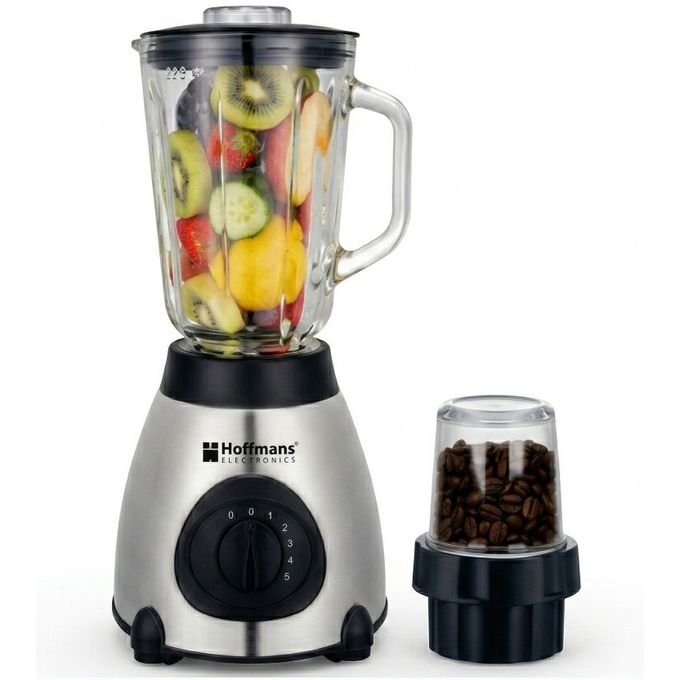1.5L Hoffmans 2 In 1 Ice Crushing Powerful Glass Jar Blender - Silver