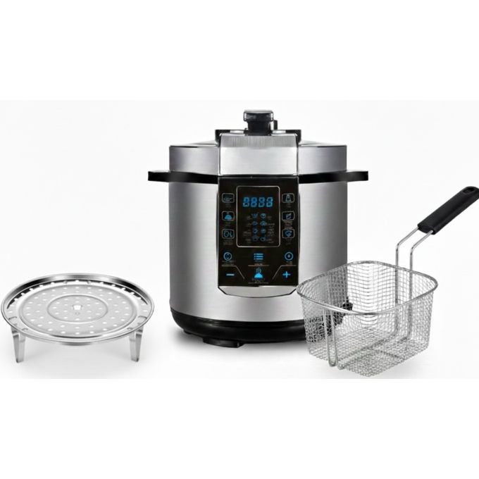 6L Hoffmans 14-in-1 Digital Electric Pressure Cooker With Steamer and Deep Fryer Basket HM-718 - Silver
