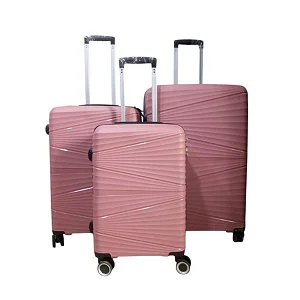 Waterproof Rubber Suitcase Set with Four Wheels - Pink (Small, Medium, Large Size)