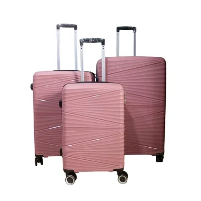 Waterproof Rubber Suitcase Set with Four Wheels - Pink  (Small, Medium,  Large Size)