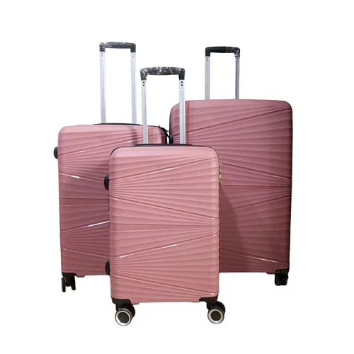 Waterproof Rubber Suitcase Set with Four Wheels - Pink  (Small, Medium,  Large Size)