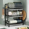 3 Tier Kitchen Dish Rack with Detachable Drainboard – Multi-Level Plate & Utensil Organizer