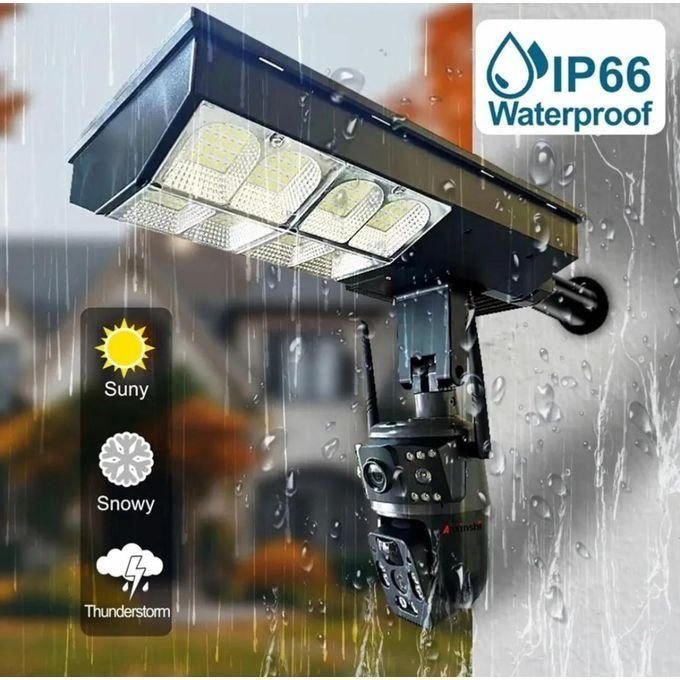 4G 2-in-1 Solar Street Light Camera Outdoor, 12MP Dual Lens PTZ Wireless Security Cam, Two-Way Audio, Motion Detection, Night Vision, IP66 Waterproof, Home Surveillance System - Multicolor