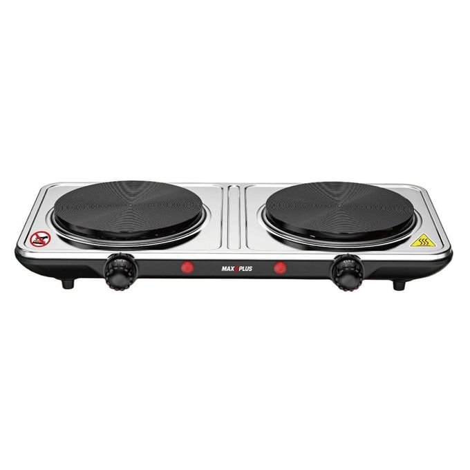 Max Plus Double Burner Electric Hotplate 2000W Stainless Steel