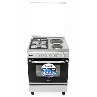 Saachi 2 Gas + 2 Electric Stainless Steel Cooker with Electric Oven 60×60cm – Silver