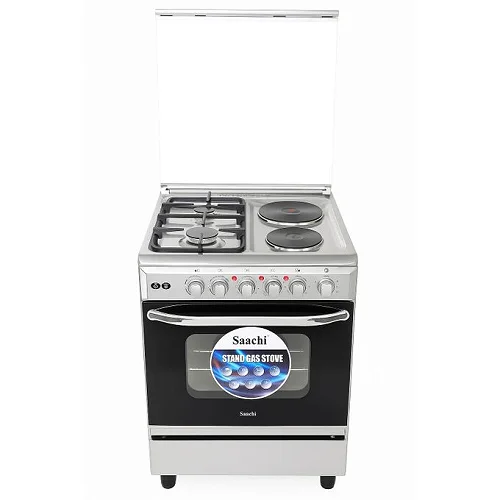 Saachi 2 Gas + 2 Electric Stainless Steel Cooker with Electric Oven 60×60cm – Silver