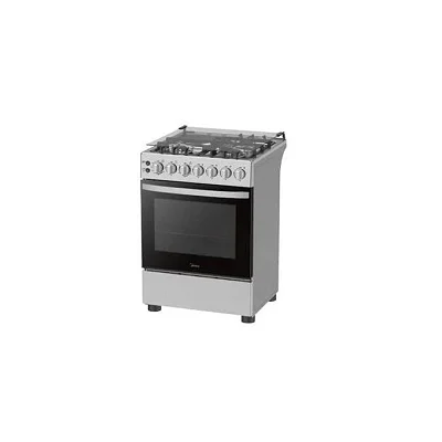Midea 60x60 3 Gas + 1 Electric Glass Top Cooker with Turbo Fan &amp; Rotisserie – Silver/Black