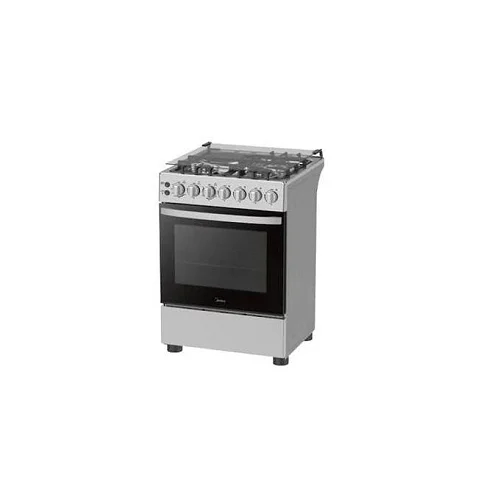 Midea 60x60 3 Gas + 1 Electric Glass Top Cooker with Turbo Fan &amp; Rotisserie – Silver/Black