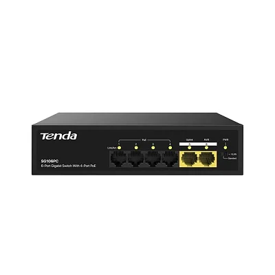 4 Port PoE Switch With 2 Uplink Ports – Black