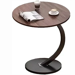 Wooden Coffee Table – C-Shaped Laptop, Tea & Sofa Side Table - Brown